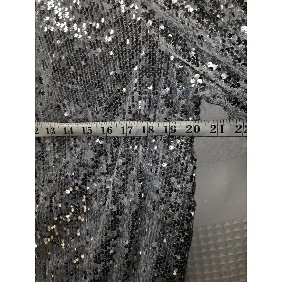 Simply Vera Vera Wang Gold Sequin Blouse Balloon Sleeve Party Top Size Medium - Picture 3 of 6